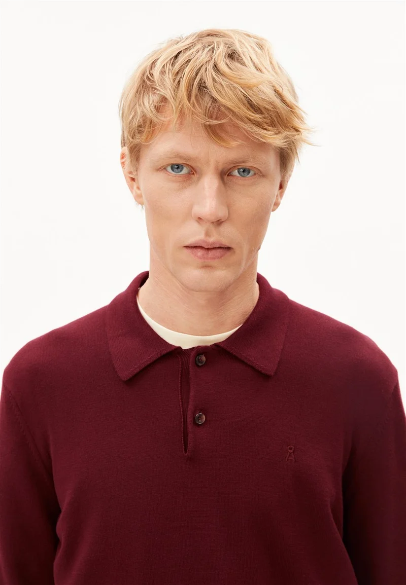 ARMEDANGELS Knit Longsleeve Poloshirt velvet red