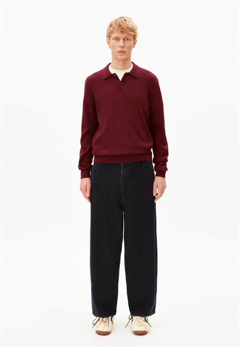 ARMEDANGELS Knit Longsleeve Poloshirt velvet red