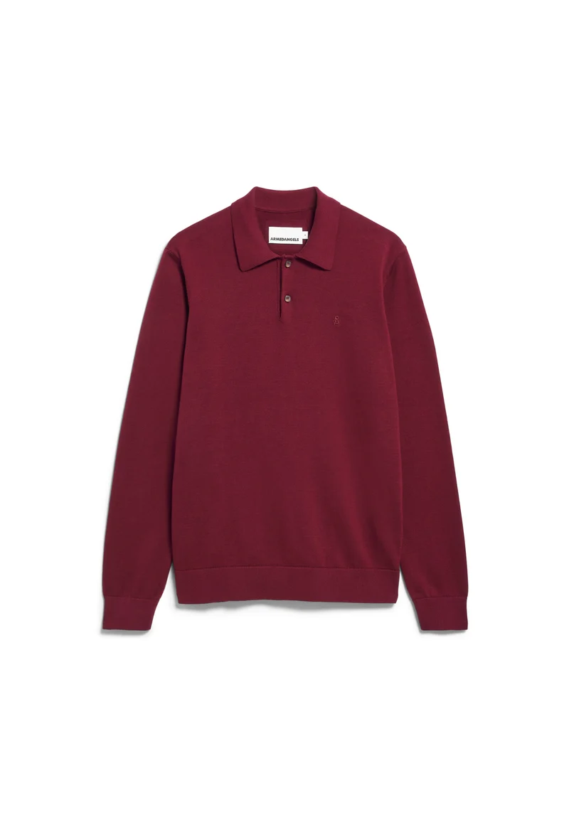 ARMEDANGELS Knit Longsleeve Poloshirt velvet red