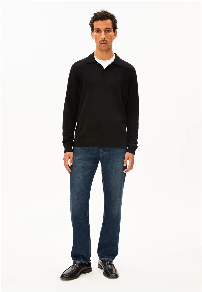 ARMEDANGELS Knit Longsleeve Poloshirt black