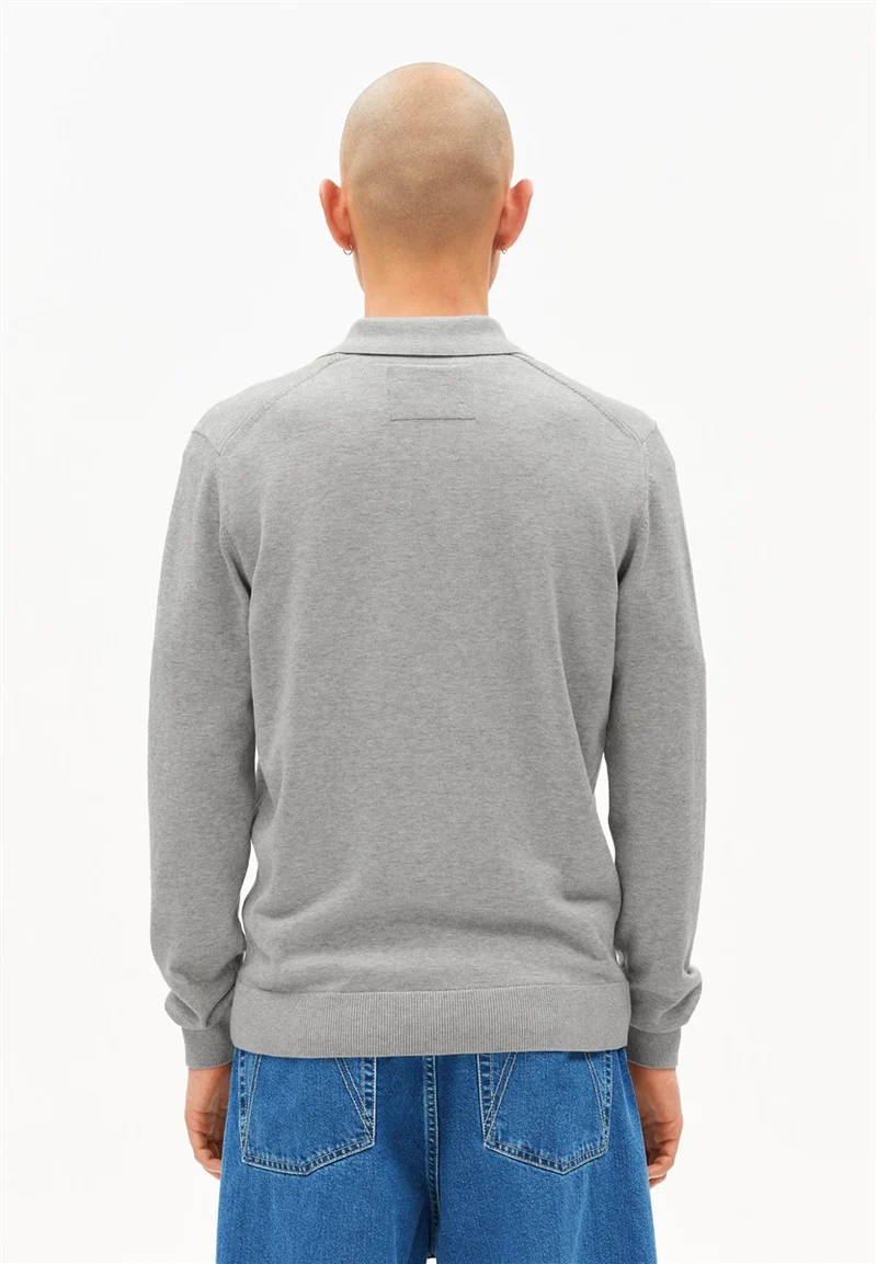 ARMEDANGELS Longsleeve Knit Poloshirt silver melange