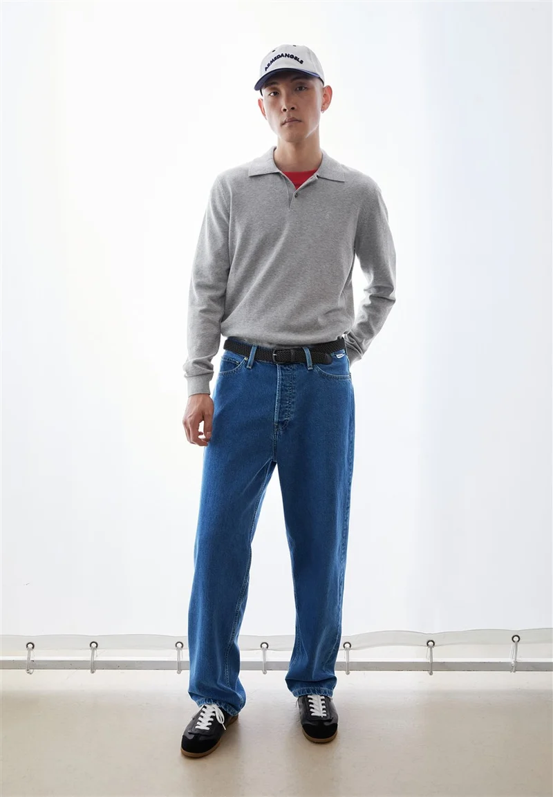 ARMEDANGELS Longsleeve Knit Poloshirt silver melange