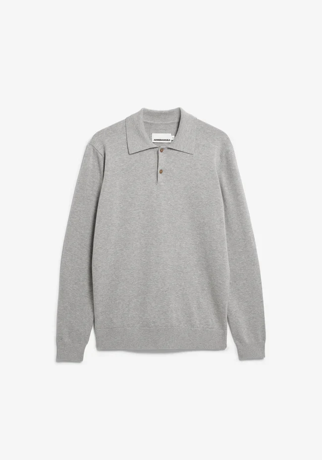 ARMEDANGELS Longsleeve Knit Poloshirt silver melange