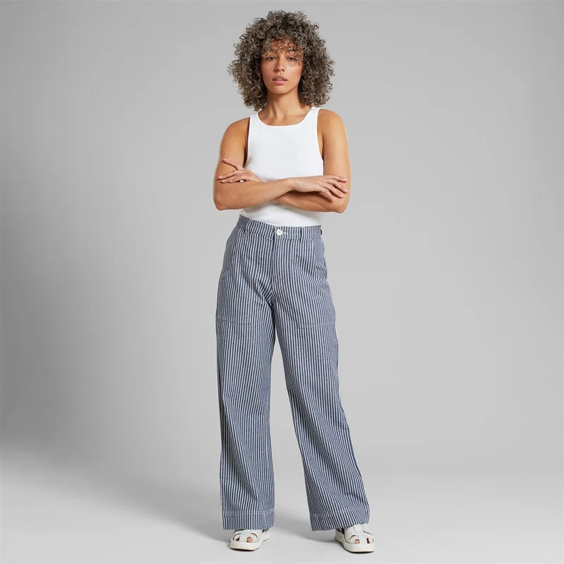 DEDICATED Workwear Pants Vara Work Stripe Blue