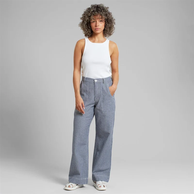 DEDICATED Workwear Pants Vara Work Stripe Blue