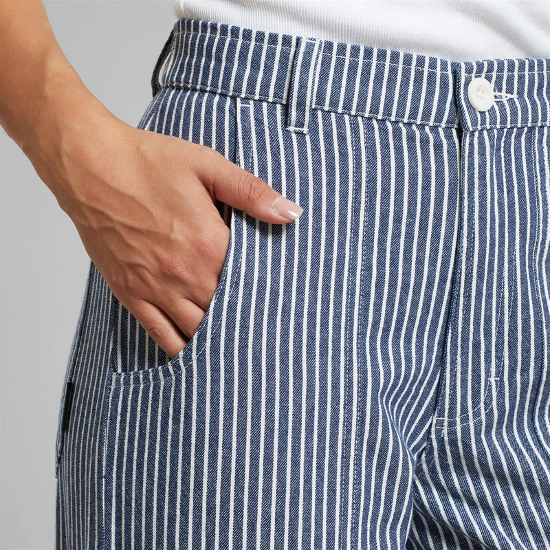 DEDICATED Workwear Pants Vara Work Stripe Blue
