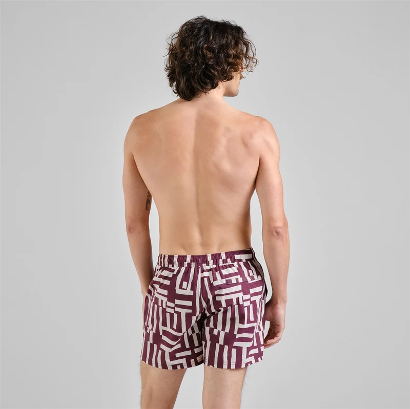 DEDICATED Badeshort Birka Lines & Sticks Fig Red