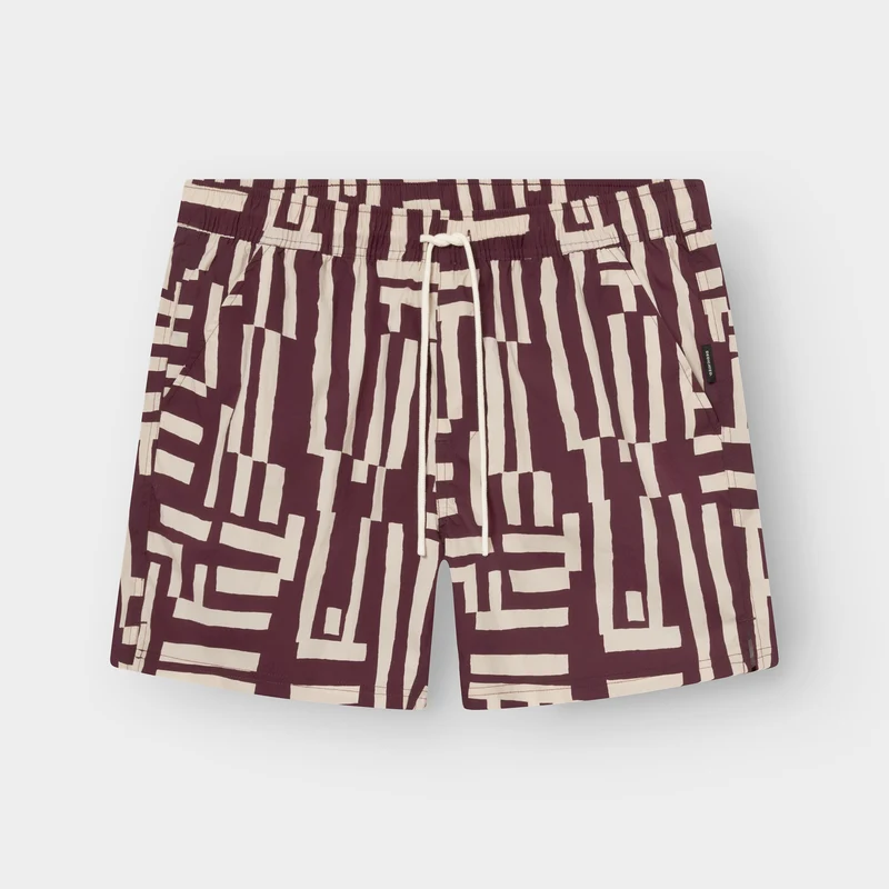 DEDICATED Badeshort Birka Lines & Sticks Fig Red
