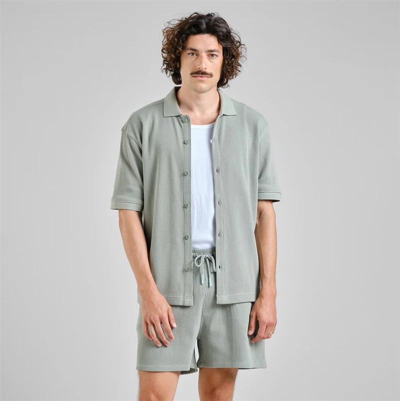 DEDICATED Shorts Essingen Waffle Iceberg Green
