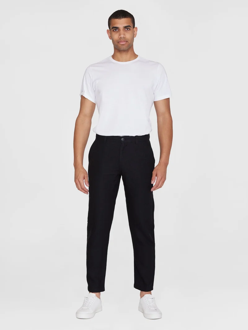 KNOWLEDGE COTTON APPAREL Chuck Regular Linen Pants black jet
