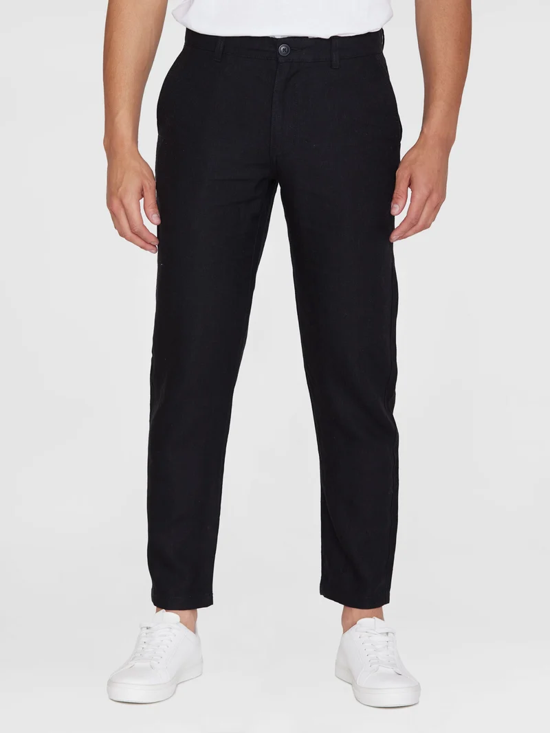 KNOWLEDGE COTTON APPAREL Chuck Regular Linen Pants black jet