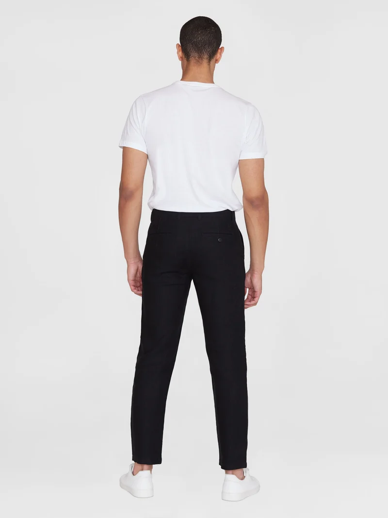 KNOWLEDGE COTTON APPAREL Chuck Regular Linen Pants black jet