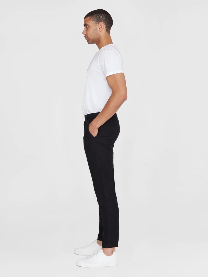KNOWLEDGE COTTON APPAREL Chuck Regular Linen Pants black jet