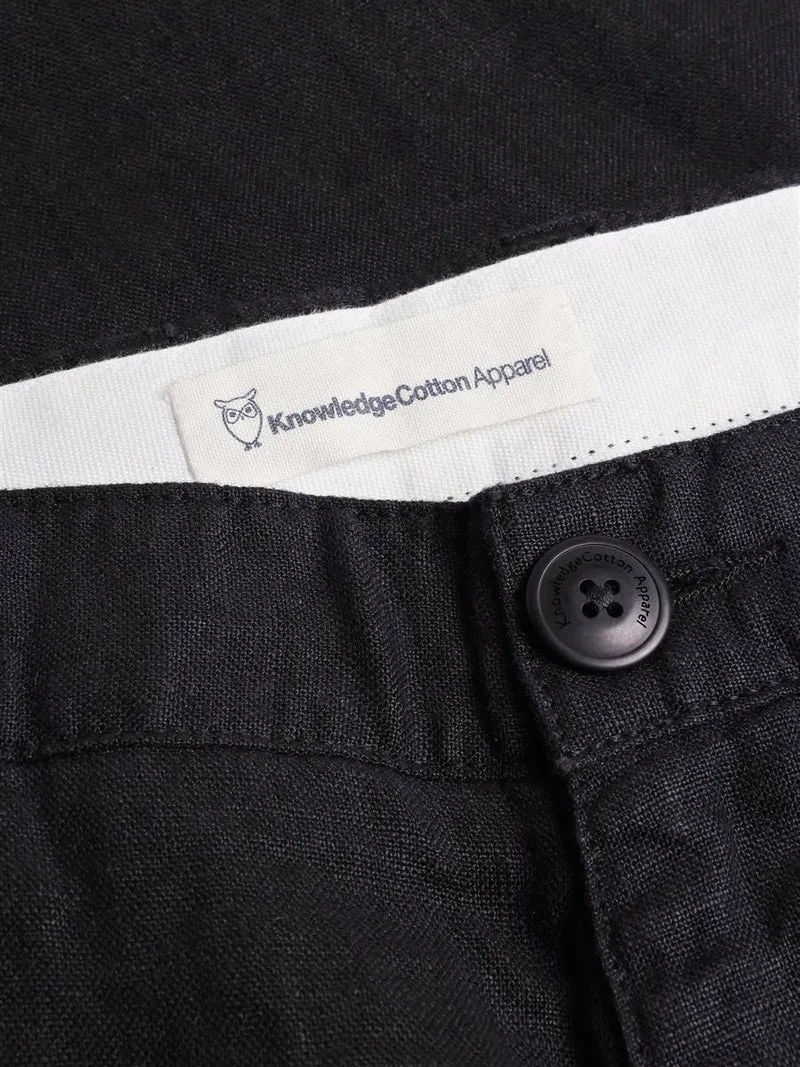 KNOWLEDGE COTTON APPAREL Chuck Regular Linen Pants black jet