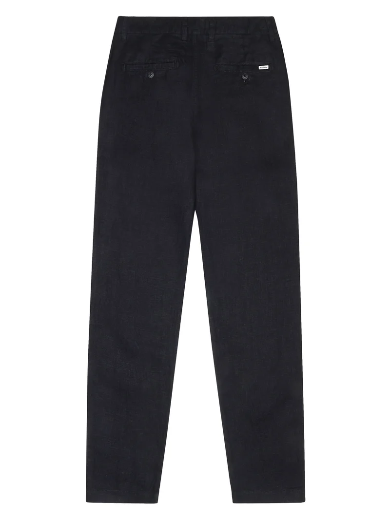 KNOWLEDGE COTTON APPAREL Chuck Regular Linen Pants black jet