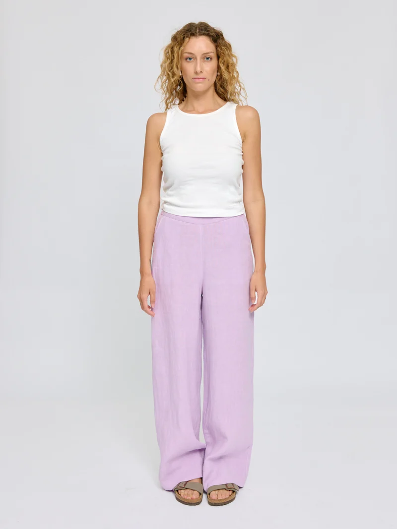 MAZINE Wide Leg Linen Pants bright lavender