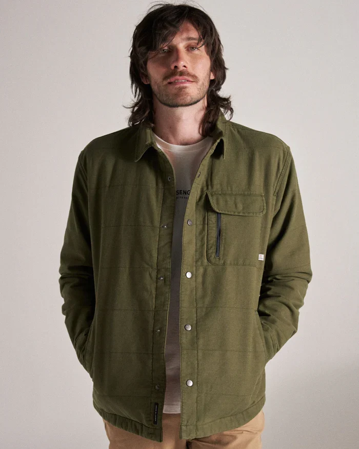 PASSENGER Taranaki Canvas Quilted Overshirt khaki