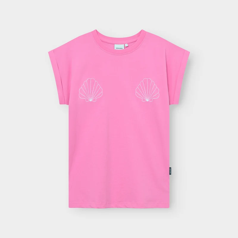 DEDICATED T-Shirt Visby Sea Shells Emb Moonlite Pink