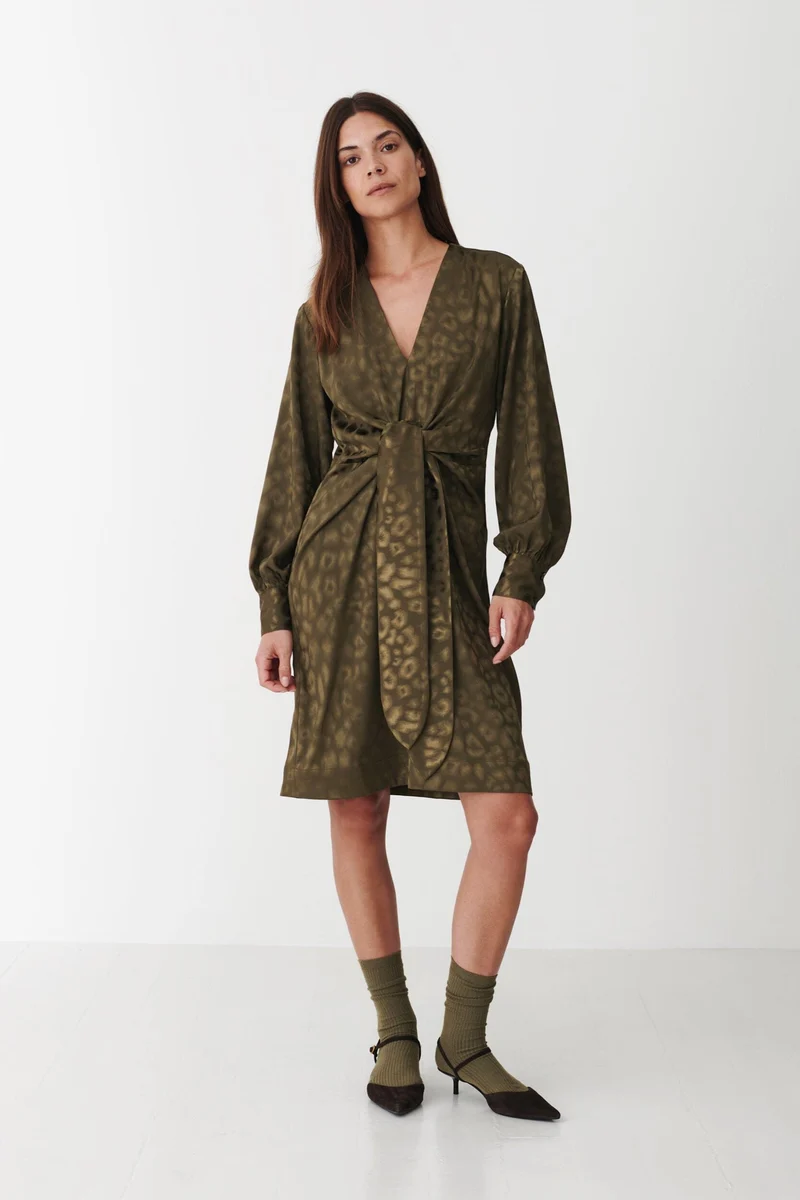 Karmamia - Blair Dress 2244 - Army Leo Jacquard