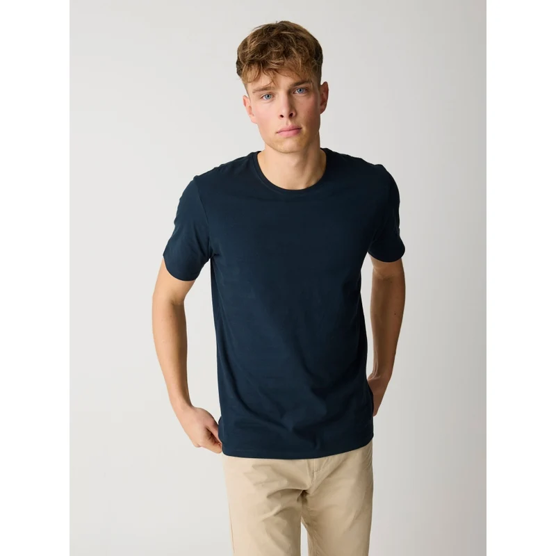 KNOWLEDGE COTTON APPAREL Basic T-Shirt total eclipse