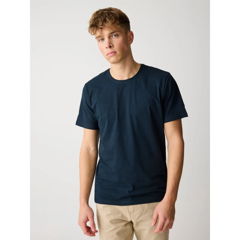 KNOWLEDGE COTTON APPAREL Basic T-Shirt total eclipse