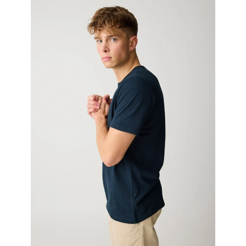 KNOWLEDGE COTTON APPAREL Basic T-Shirt total eclipse