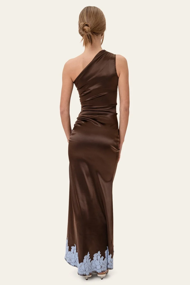 BYIC - Andreaic Maxi Dress A25194 - Dark Brown Blue Lace