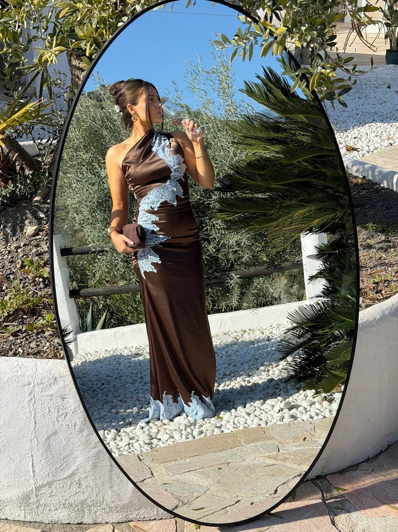 BYIC - Andreaic Maxi Dress A25194 - Dark Brown Blue Lace