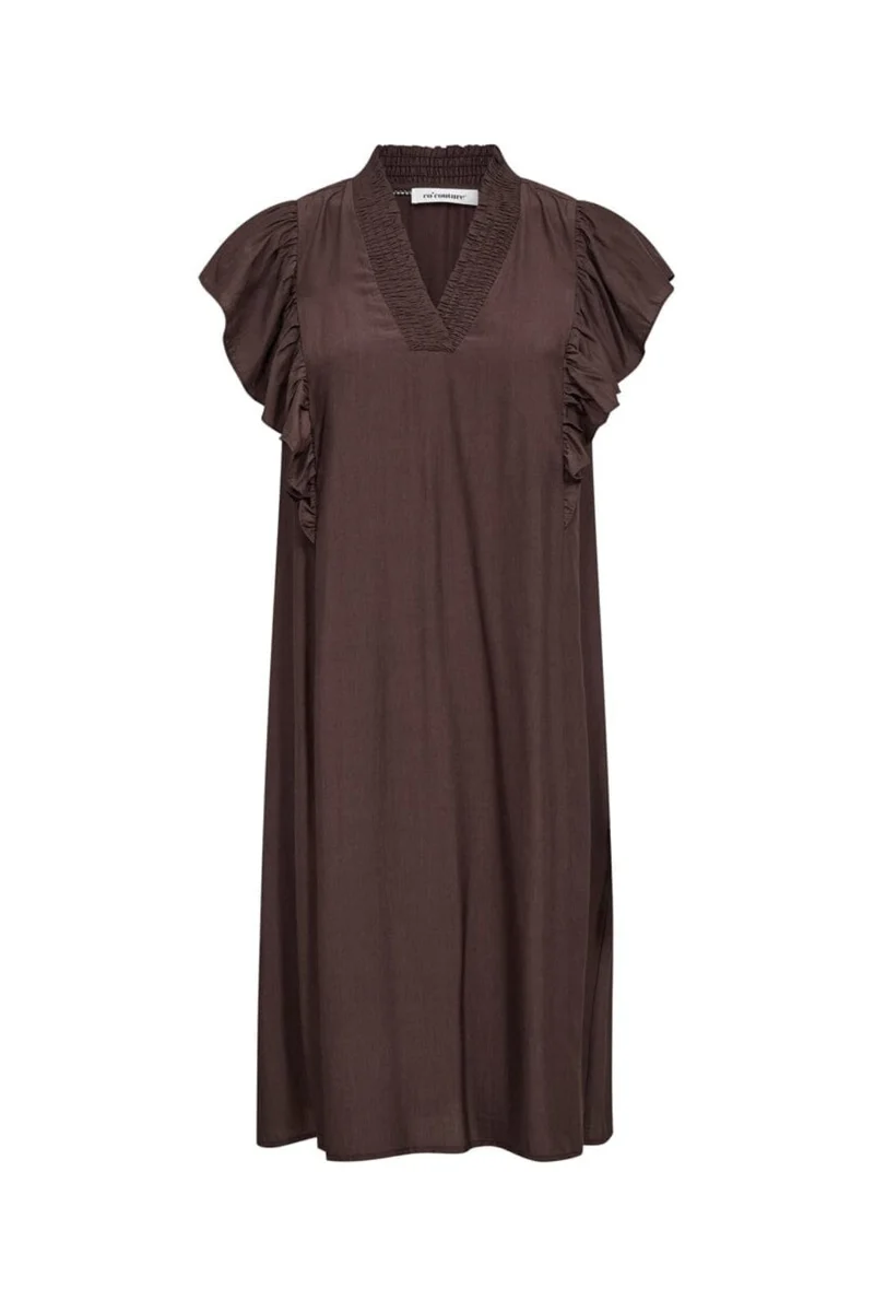 Co´Couture - Sunrisecc Frill Crop V-Dress 46101 - 145 - Dark Brown