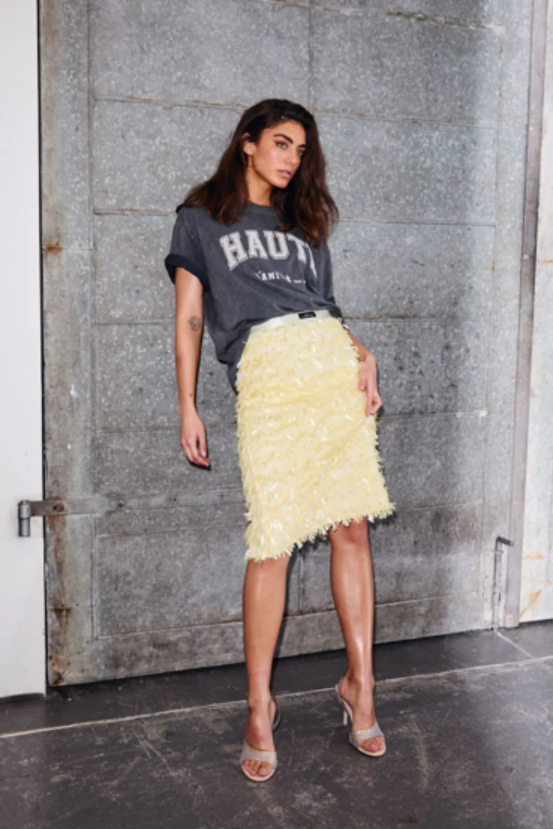 Haute L'Amitié - Limone Pencil Skirt HL10602 - Pale Yellow