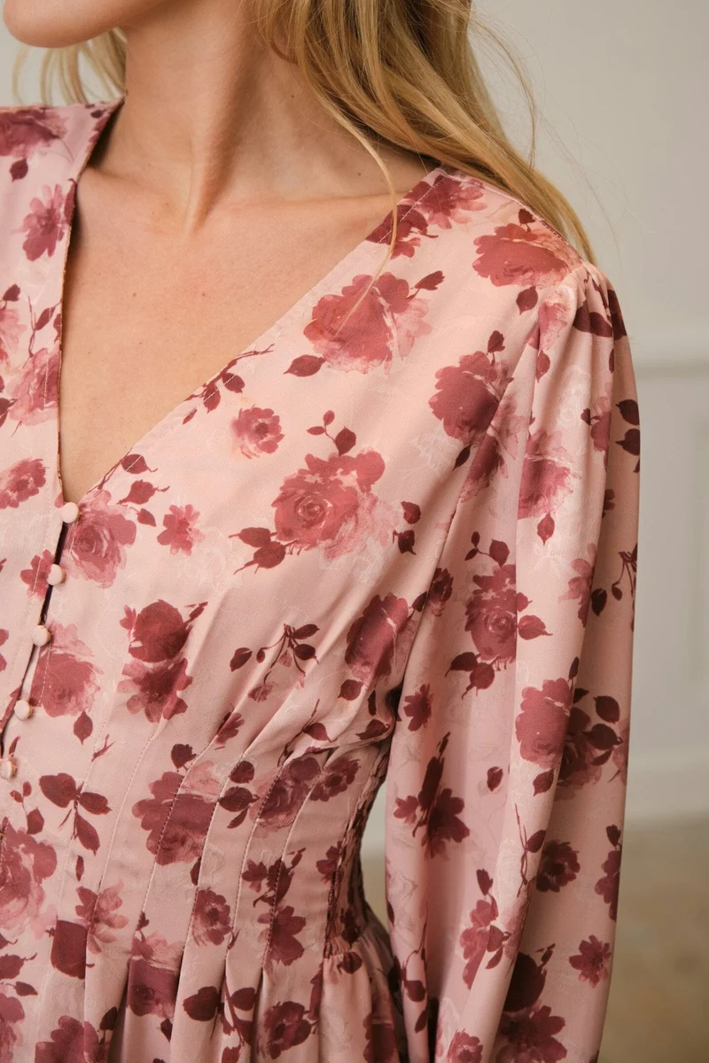 Neo Noir - Jellie Print Dress 167561 - 630 - Dusty Rose