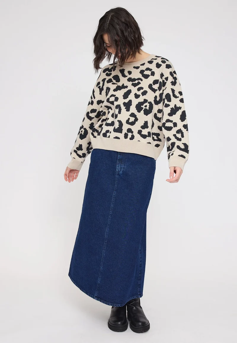 MAZINE Leo Jacquard Knit Jumper peyote/black