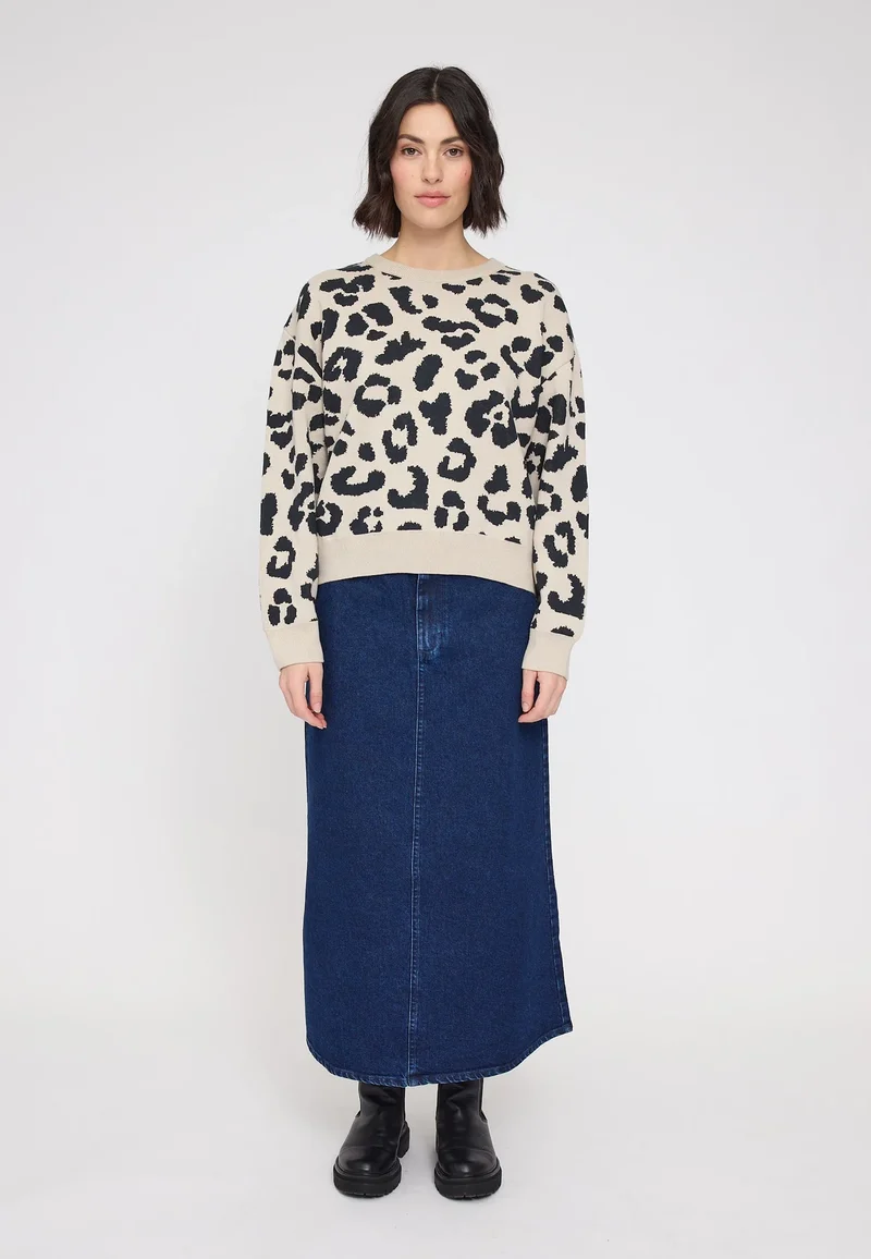 MAZINE Leo Jacquard Knit Jumper peyote/black