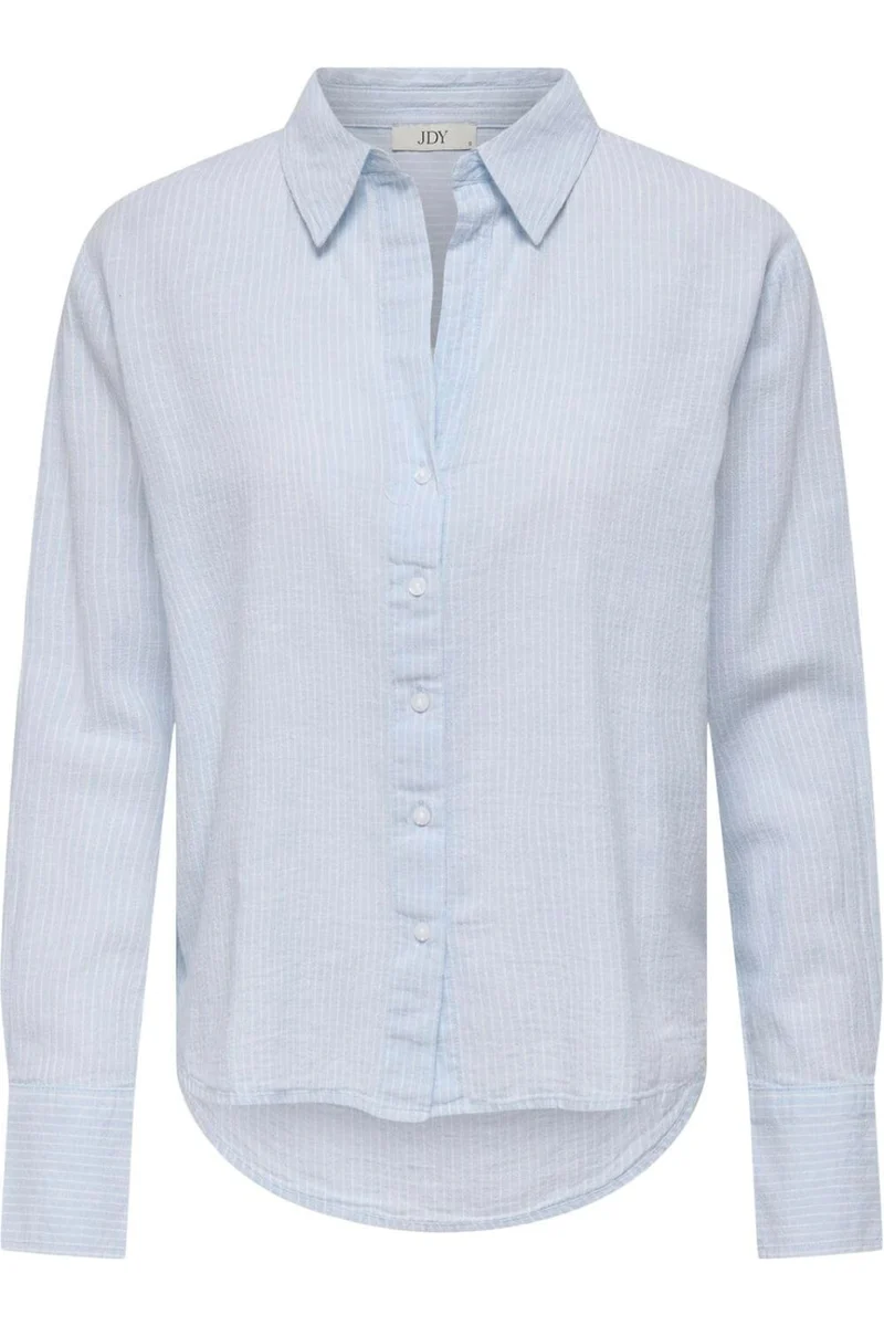 JDY - Jdymila L/S Loose Linen Shirt Dia - 4968401 Kentucky Blue Cloud Dancer