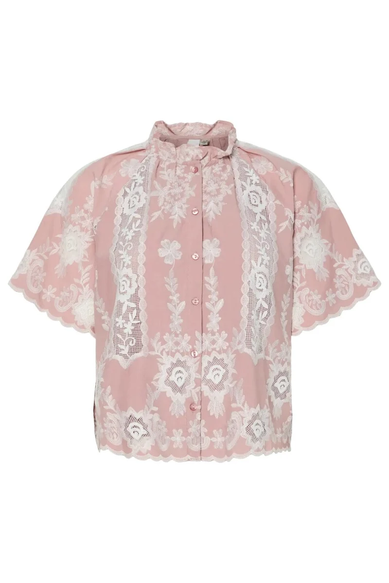 YAS - Yasemina Ss Embroidered Shirt Fest - 4754021 Zephyr