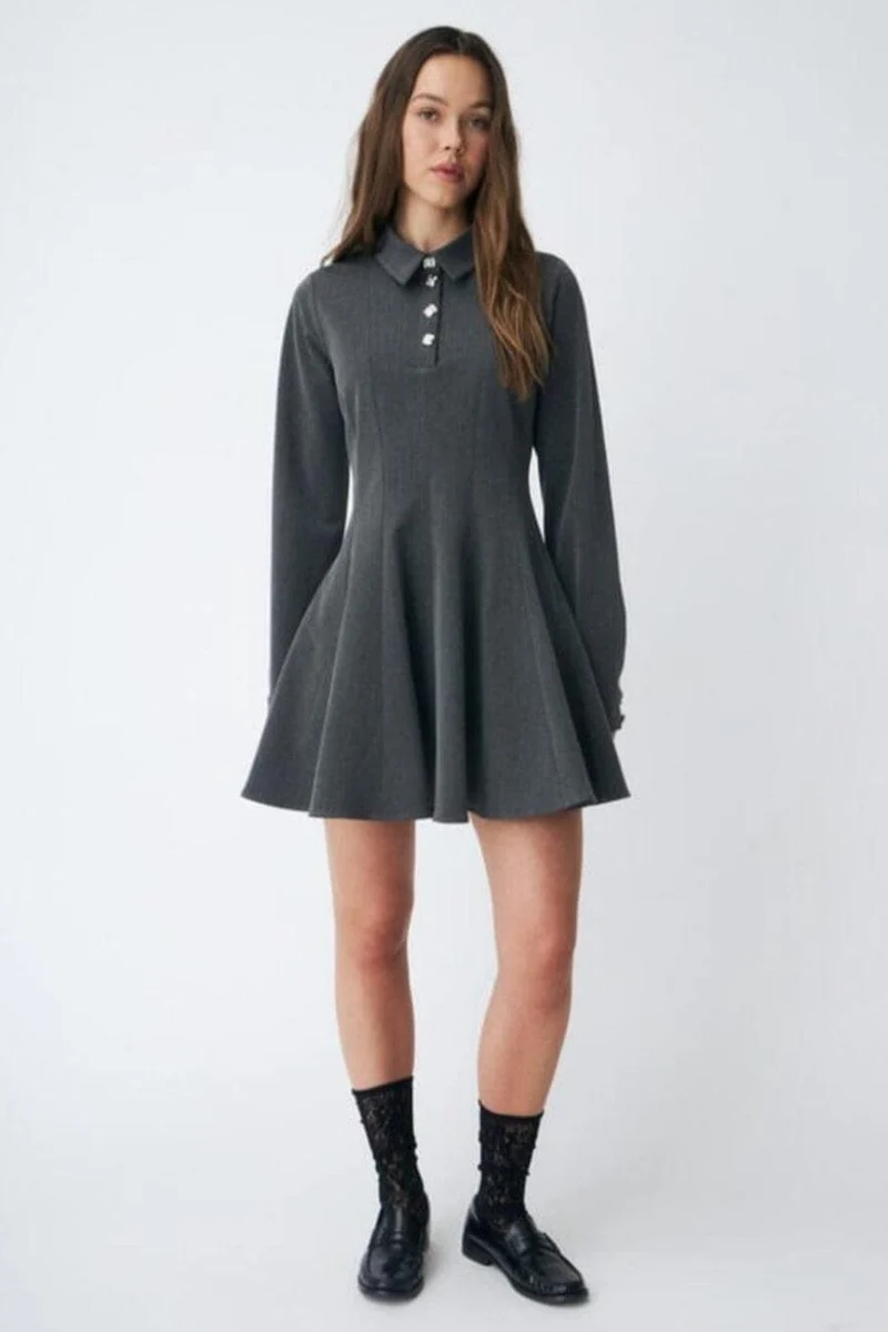Cras - Polo Dress C584 - 9003 Grey Melange
