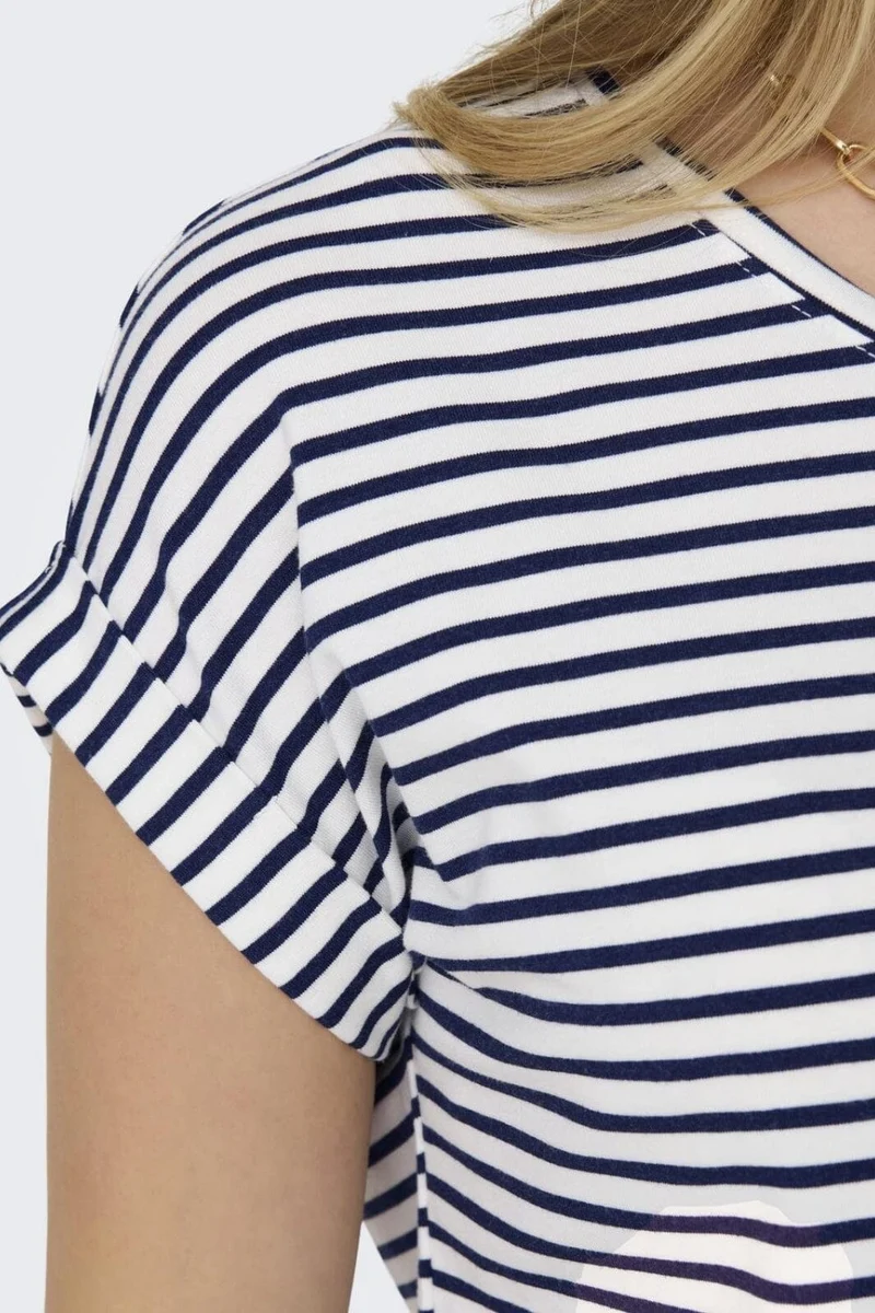 Only - Onlmoster Stripe S/S O-Neck Top - 4448024 Cloud Dancer Naval Academy
