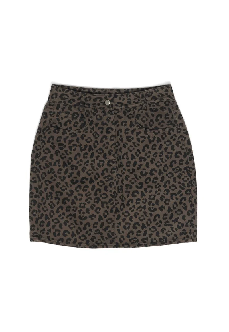 MAZINE Printed Mini Denim Skirt chocolate-brown-printed