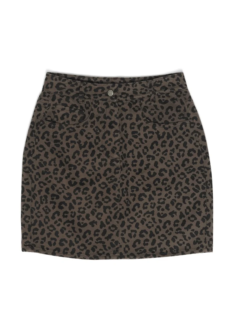 MAZINE Printed Mini Denim Skirt chocolate-brown-printed