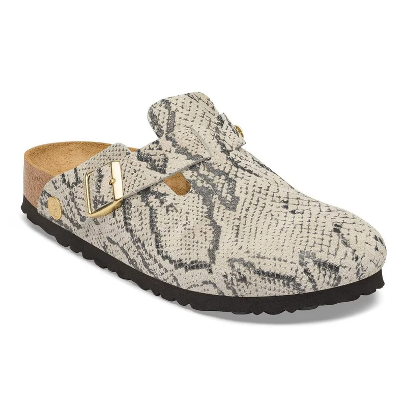 BIRKENSTOCK Boston Velourleder (schmal) snake oyster