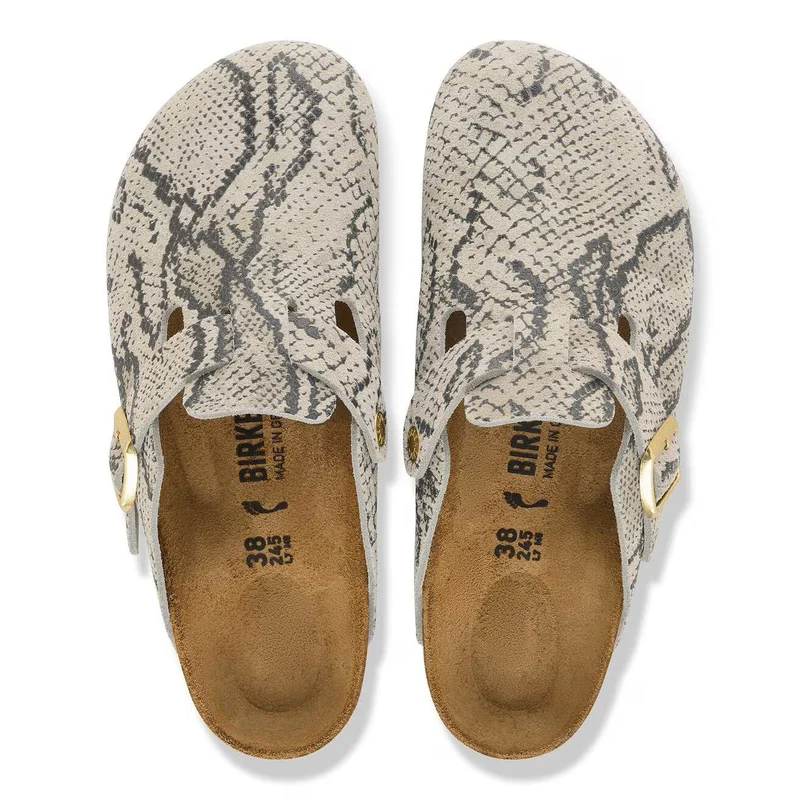 BIRKENSTOCK Boston Velourleder (schmal) snake oyster