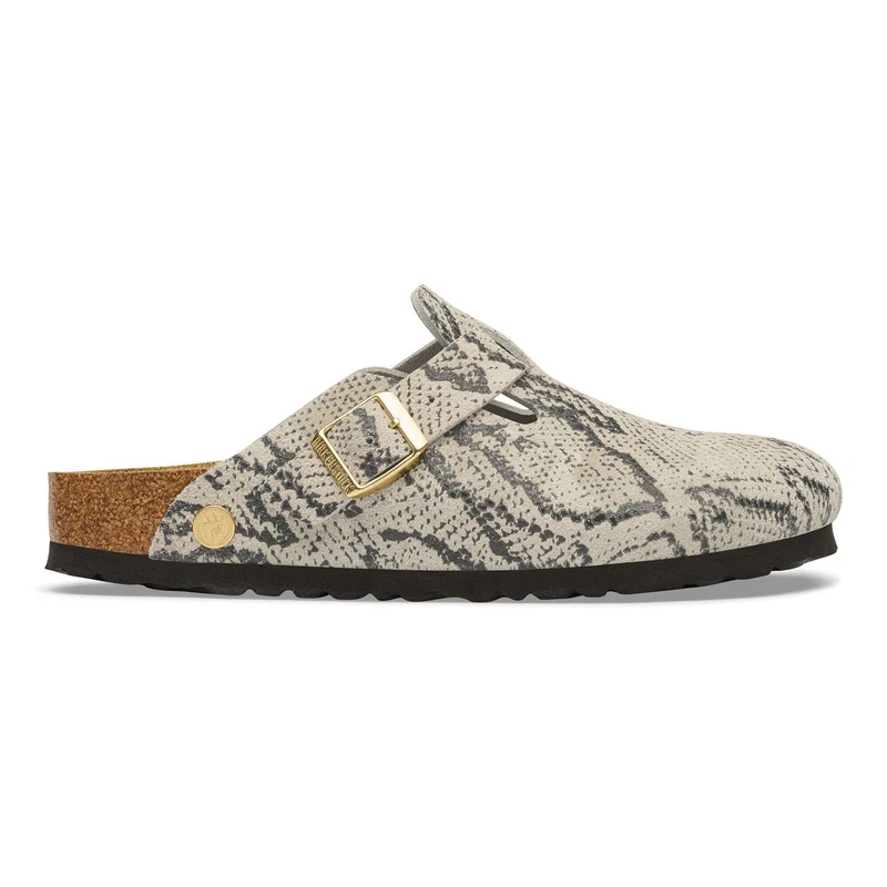 BIRKENSTOCK Boston Velourleder (schmal) snake oyster