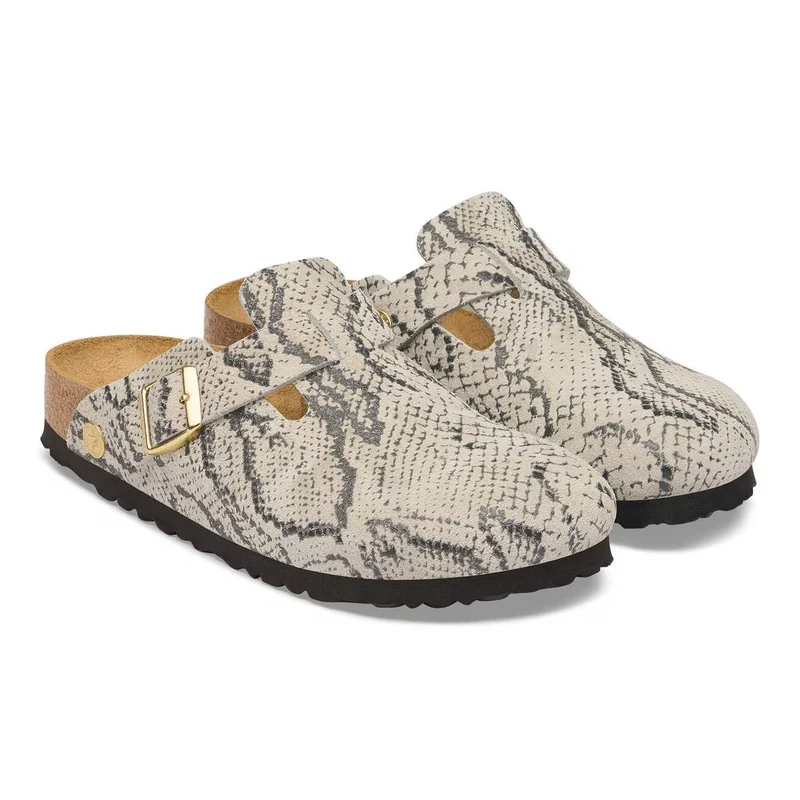 BIRKENSTOCK Boston Velourleder (schmal) snake oyster
