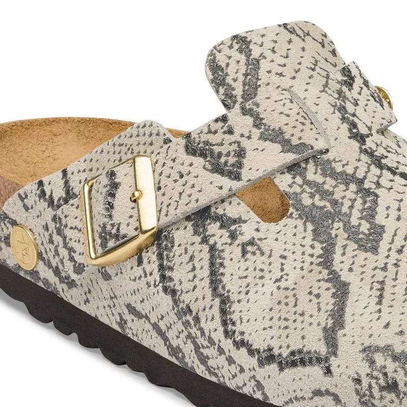 BIRKENSTOCK Boston Velourleder (schmal) snake oyster