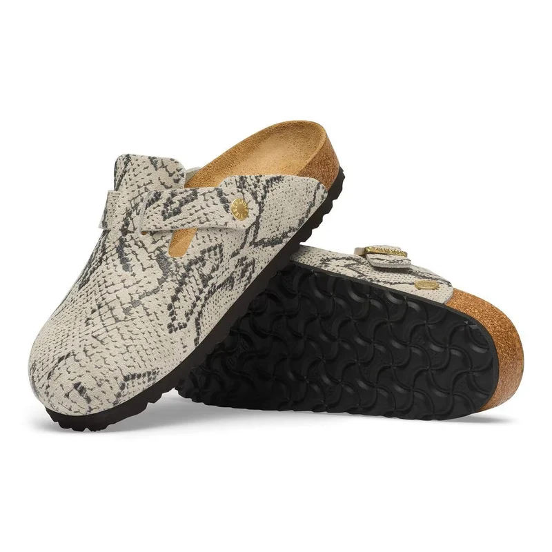 BIRKENSTOCK Boston Velourleder (schmal) snake oyster