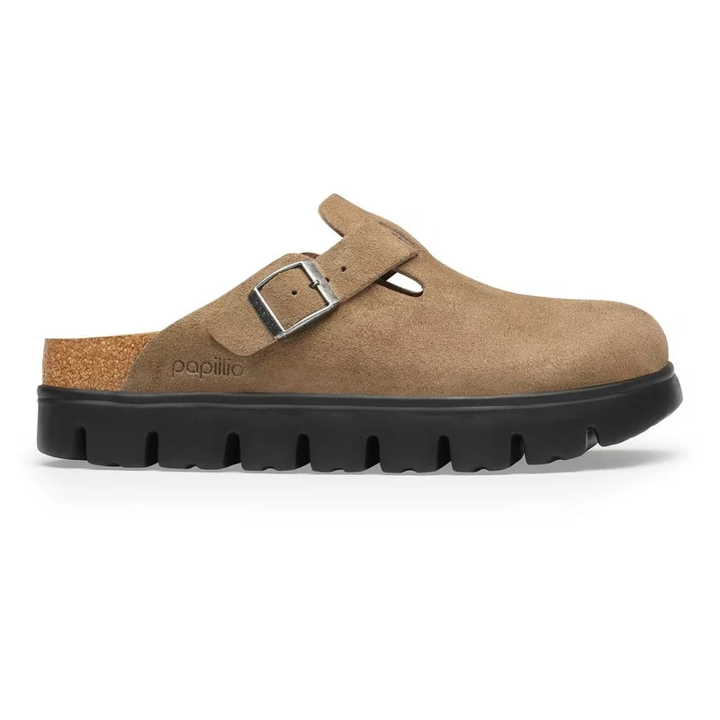 BIRKENSTOCK Boston Chunky Suede Leather Women (schmal) gray taupe