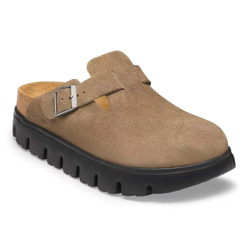 BIRKENSTOCK Boston Chunky Suede Leather Women (schmal) gray taupe