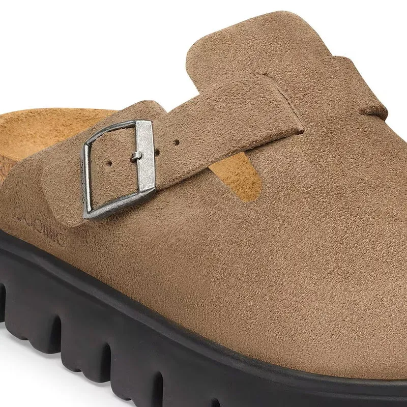 BIRKENSTOCK Boston Chunky Suede Leather Women (schmal) gray taupe