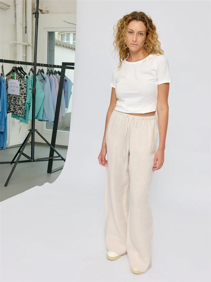 MAZINE Drawstring Linen Pants moon