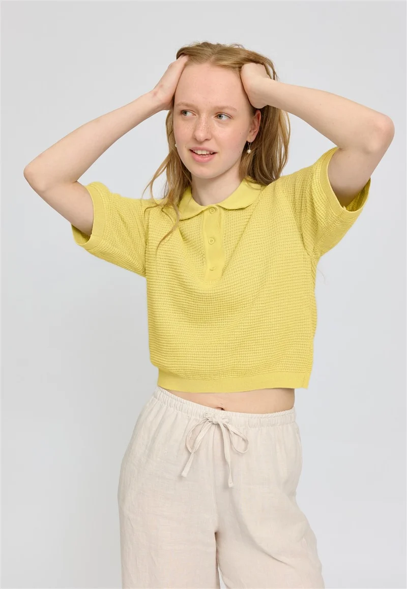 MAZINE Knit Polo pastel yellow